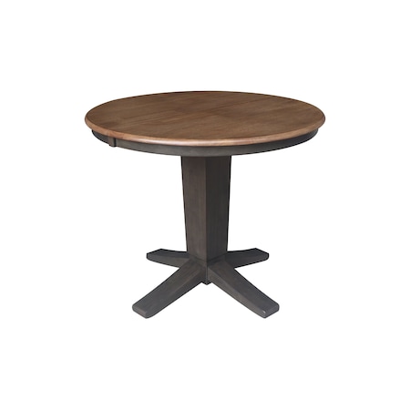 International Concepts 36 in. Solid Wood Round Top Pedestal Table w/12 in. Leaf-30.1 in.High-Dining Height in Hickory/Coal K45-36RXT-23B